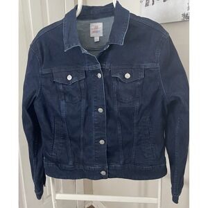 Lularoe Womens Stretch Denim Jean Jacket Dark Blue XLg